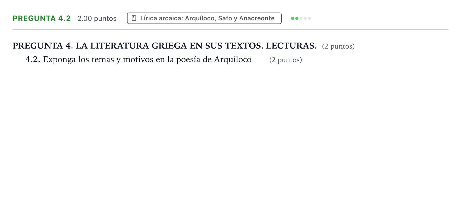 Enunciado: Pregunta 4.2 · Griego II PAU Galicia Extraordinaria 2025