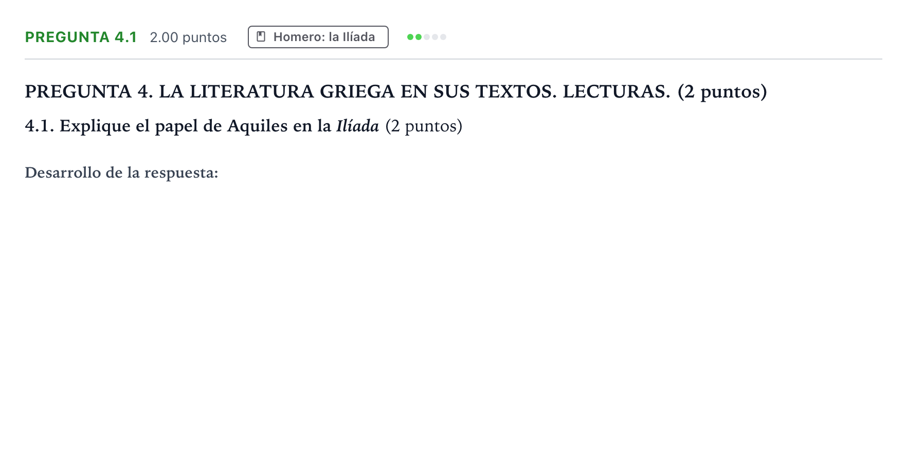 Enunciado: Pregunta 4.1 · Griego II PAU Galicia Ordinaria 2025