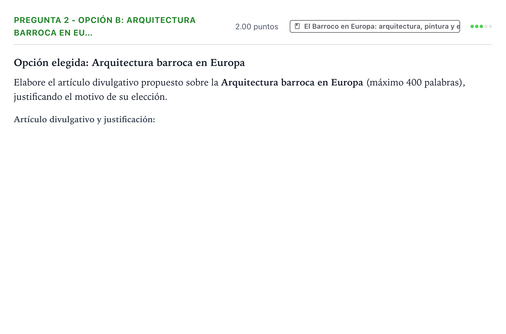 Enunciado: Pregunta 2 - Opción B: Arquitectura barroca en Eu… · Historia del Arte PAU Galicia Extraordinaria 2025