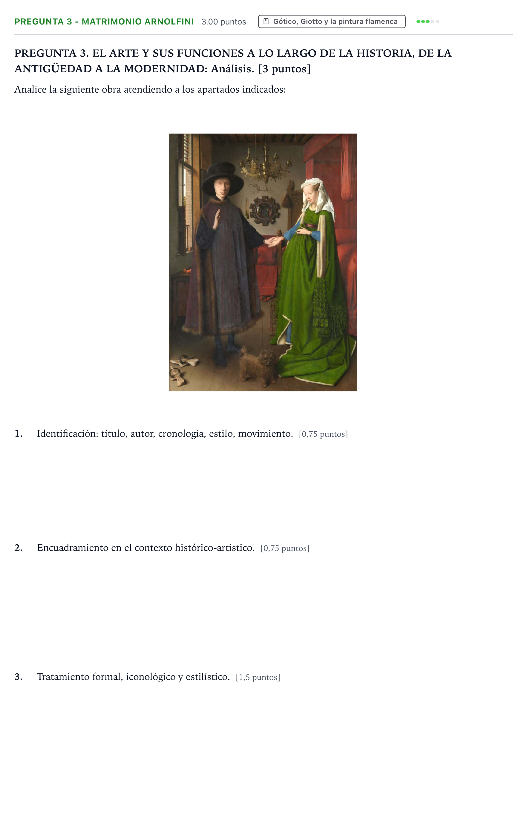Enunciado: Pregunta 3 - Matrimonio Arnolfini · Historia del Arte PAU Galicia Ordinaria 2025